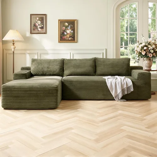 Miniatura 23 de Sofá seccional modular de 110", sofá seccional Cloud con asiento profundo, sofás tapizados sin huesos para sala de estar, sofá modular moderno