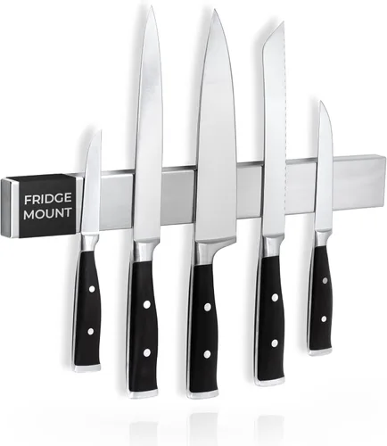 Tira magnética para cuchillos para refrigerador, soporte magnético de acero para cuchillos para refrigerador