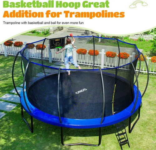 Miniatura 8 de ORCC Trampolín para niños, capacidad de peso de 1200 libras, trampolín al aire libre 16, 15, 14, 12, 10, 8 pies, trampolines para niños y adultos