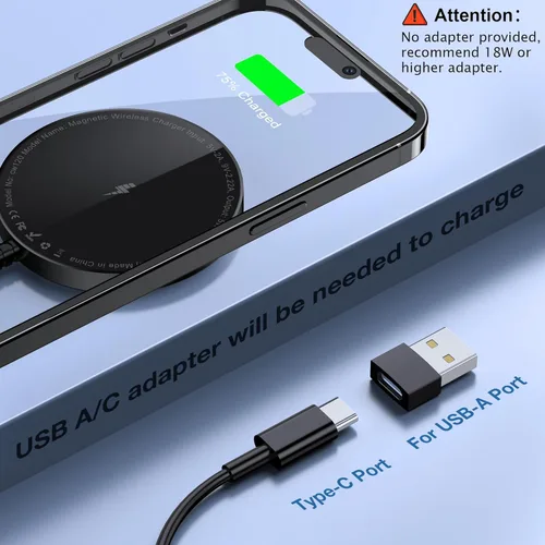 Miniatura 6 de Cargador inalámbrico magnético para iPhone: compatible con cargador Magsafe iPhone 17 16 15 14 13 12 Series y Airpods 4 3 2 Pro Fast 15W Max carga