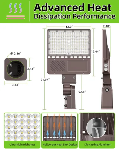 Miniatura 5 de Luz de estacionamiento LED de 480 V 150 W ETL Listado comercial 22500LM LED Shoebox Pole Luces de inundación 5000K IP65 Área al aire libre