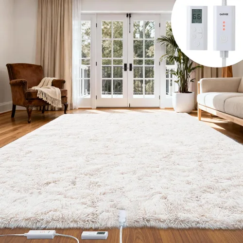 Miniatura 12 de Alfombra Eléctrica Calefactora de 8x10 pies, Alfombra de Calefacción de Felpa Suave para Suelo, Alfombra Gaming con Controlador Inalámbrico y Gris