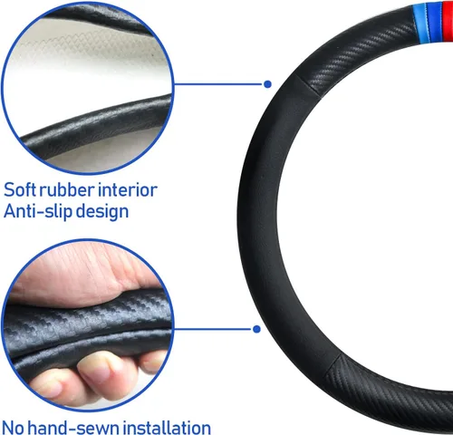 Miniatura 6 de Juego de Funda de Volante de Fibra de Carbono con Patrón Deportivo de Alta Calidad para X1 X3 X5 M