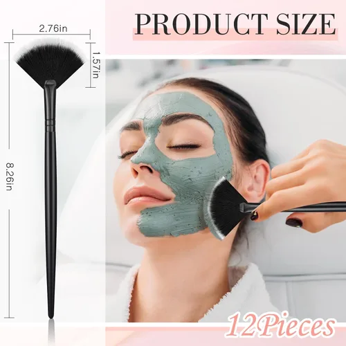 Miniatura 2 de Ziliny 12 piezas de cepillo facial suave para colorete, cepillo de maquillaje, aplicador de ácido, herramientas cosméticas multiuso para máscara