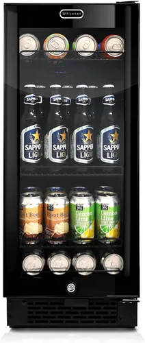 Whynter BBR-801BG Refrigerador de Bebidas Empotrable y Enfriador Mini Nevera con Puerta de Vidrio con Cerradura, 3.0 Pies Cúbicos, Negro, 100