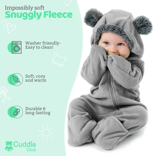 Miniatura 59 de Enterizo de vellón para bebé, rómper de una sola pieza con capucha para niños, ropa para exteriores, chaqueta infantil