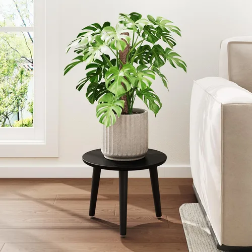 Leaf&lull Soporte negro para plantas pequeñas para plantas grandes, taburete de madera para plantas grandes, soporte alto para plantas para sala de