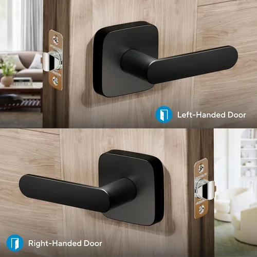 Miniatura 5 de ULTRALOQ Manija de Puerta de Paso con Palanca, Manija de Puerta Reversible Negra Sin Cerradura para Puerta Interior o Exterior, Armario, Pasillo