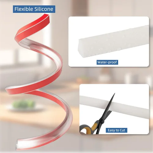 Miniatura 2 de Moldura Flexible de Cuarto Redondo, Moldura Plegable, Ribete de Goma de Silicona Despegar y Pegar para Piso, Bañera, Gabinete, Moldura de Zapato