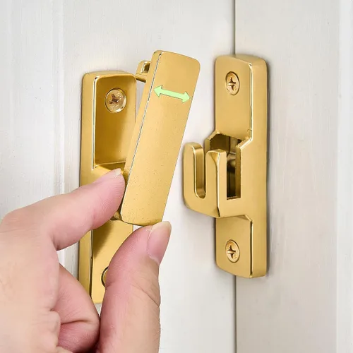 Miniatura 10 de Cerradura de puerta de granero de 90/180°, cierre abatible de aleación de zinc para pestillos de seguridad para puertas de granero, ventanas, Latón