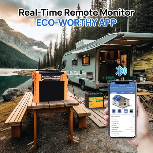 Miniatura 3 de ECO-WORTHY Kit completo de iniciación de panel solar de 200 vatios y 12 V para RV fuera de la red con batería e inversor: 2 paneles solares de 100 W
