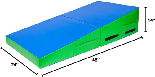 Miniatura 5 de Matladin Colchoneta de Volteretas de 48"x24"x14" - Colchoneta Plegable de Gimnasia Cuña de Queso para Niños, Niñas Entrenamiento en Casa