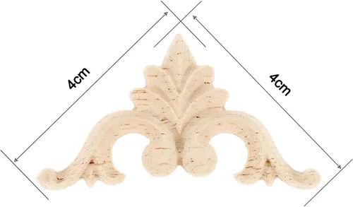 Miniatura 4 de MUXSAM Apliques tallados en madera, calcomanías Little Onlays, 8 piezas de tallas de madera sin pintar para armario, chimenea, tocador, cama