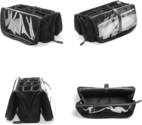 Miniatura 7 de Bolsa organizadora de brochas de maquillaje de viaje, soporte para brochas de maquillaje de pie con divisores ajustables, soporte para bolsa