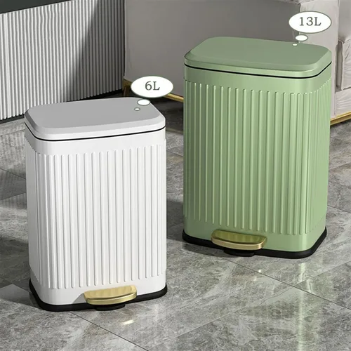 Miniatura 8 de HIHELO Cubo de basura de 6L/12L para el hogar, cocina, sala de estar, papelera de gran capacidad, con pedal de doble capa, cubo de basura de acero