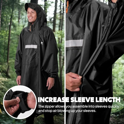 Miniatura 134 de ANYOO Poncho de lluvia con capucha para adultos, impermeable, ligero, para hombres y mujeres, chaqueta de lluvia reutilizable para emergencias al