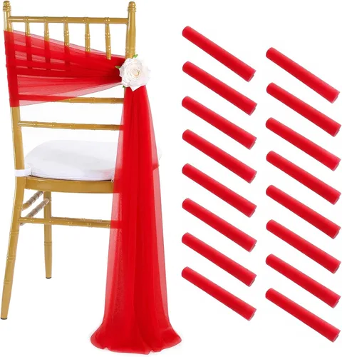 Miniatura 21 de Fanqisi 16 cintas para sillas con cintas de 8 pies de largo, cortinas de tela suave para decoración de bodas, iglesias, sillas, pasillos