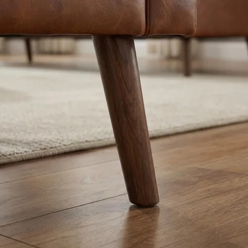 Miniatura 9 de HNY Sillón moderno de mediados de siglo, silla decorativa de piel sintética con botones y reposabrazos, silla tapizada para sala de estar