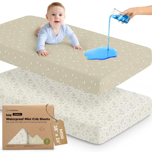 Miniatura 34 de Sábanas ajustadas para Pack and Play - Paquete de 2 sábanas mini para cuna para Pack N Play, colchón 38x26, ropa de cama suave y acogedora
