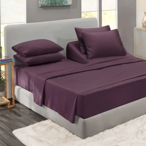 Miniatura 94 de Clara Clark - Juego de sábanas King con Flex Top, 6 piezas - Sábanas de lujo para cama King con cabeza dividida, juego de cama súper suave, King