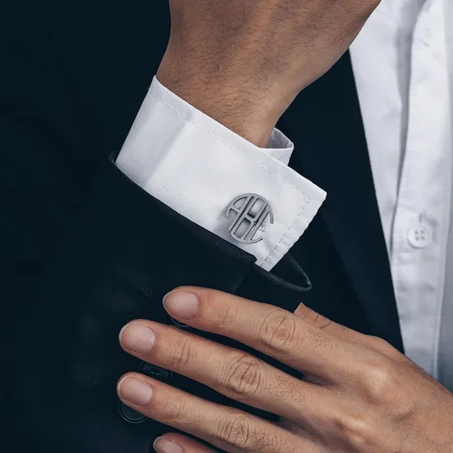 Miniatura 2 de Bandmax Gemelos clásicos de acero inoxidable para hombre, 26 gemelos con iniciales del alfabeto, gemelos personalizados con monograma para hombres