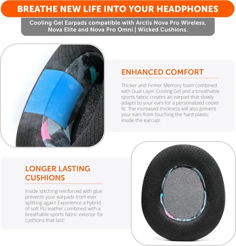 Miniatura 4 de WC Freeze Nova Pro Wireless - Almohadillas de gel refrescante para Arctis Nova Pro Wireless, Nova Elite y Nova Pro Omni