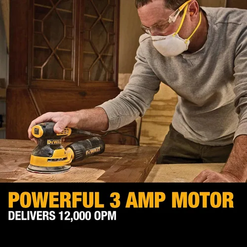 Miniatura 4 de DEWALT Lijadora orbital, herramienta lijadora de palma de 5 pulgadas, 12,000 OPM (DWE6421)