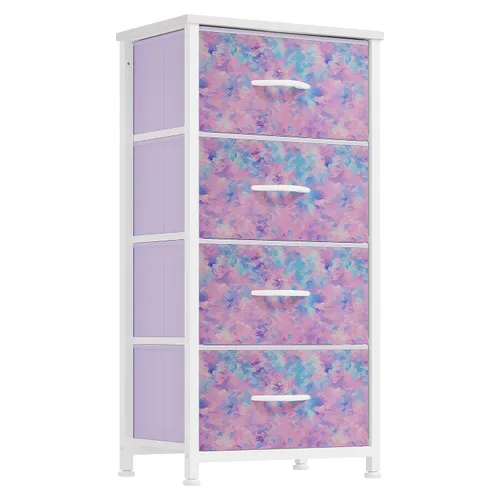 Miniatura 10 de DWVO Cómoda de 4 cajones, cómoda pequeña para dormitorio, torre de almacenamiento de tela, cómoda, unidad organizadora para armarios, sala de estar