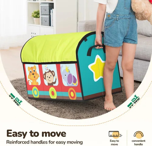 Miniatura 4 de YOHOOLYO Organizador de almacenamiento de juguetes para niños, 28.3 x 12.6 x 17.3 pulgadas, caja de juguetes grande y resistente con tapa y asas