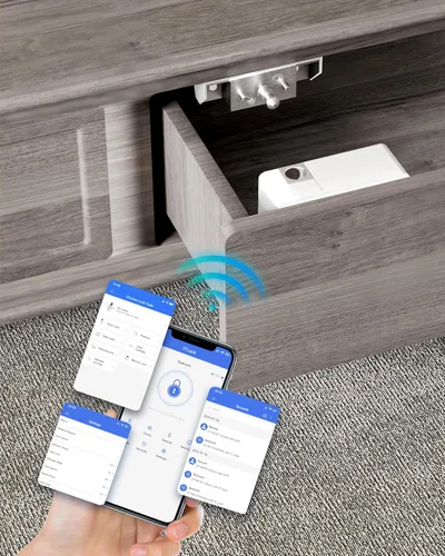 Cerradura Inteligente para Gabinete Bluetooth Oculta de Seguridad RFID para Niños Sin Llave Cerraduras de Cajón para Adultos a Prueba de Niños, APP