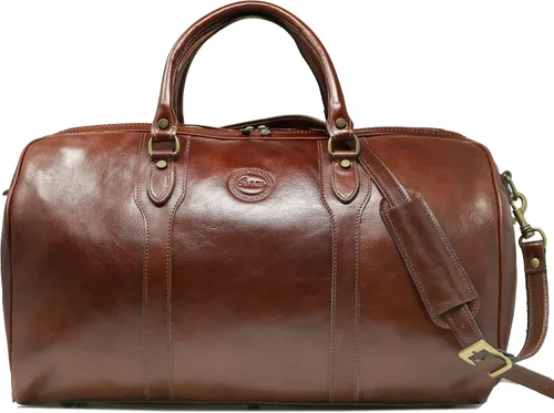 Miniatura 2 de Cenzo Duffle Vecchio - Bolsa de viaje de cuero italiano marrón, Vecchio marrón