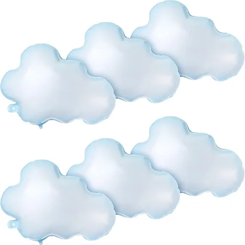 Sumind 6 globos de papel de aluminio de nube blanca de 28 pulgadas, globos con forma de cielo azul, suministros de fiesta inflables reutilizables de