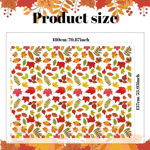 Miniatura 2 de Irenare Mantel de otoño de Acción de Gracias, 3 piezas, plástico, hojas de otoño, rectangular, para otoño, cosecha, para Acción de Gracias, otoño