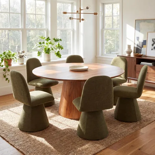 Miniatura 12 de DUOMAY Juego de 2 sillas de comedor giratorias de 360°, modernas de mediados de siglo, tapizadas con respaldo alto, base giratoria silenciosa, silla