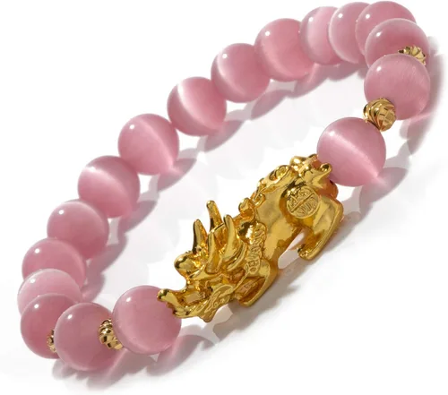Miniatura 3 de ZenBless Fengshui - Pulsera de jade de porsperidad con dije de la suerte Feng Shui de obsidiana negra, regalo para hombres y mujeres con chapado