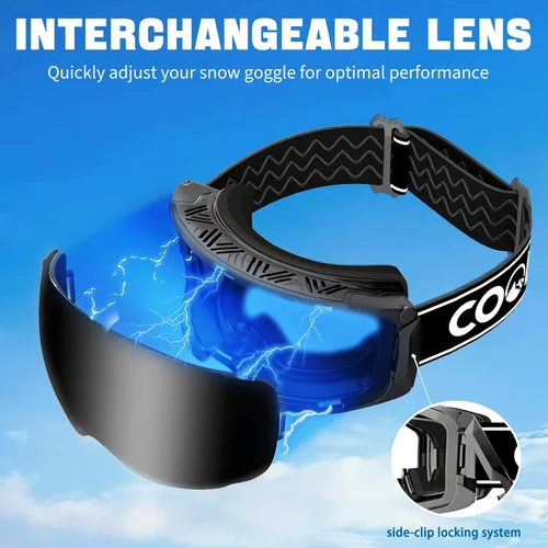 Miniatura 2 de COOLOO Snow/Ski Goggles, Snowboard Goggles for Men Women Youth -OTG, Magnetic Lens Frameless Anti Fog 100% UV Protection