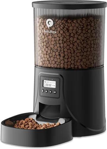 PETULTRA Comedero automático para gatos: dispensador de alimentos para gatos con temporizador de 4 litros, programable de 1 a 6 comidas para gatos y