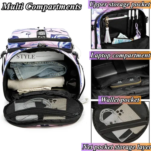 Miniatura 4 de Mochila de lona con compartimento para zapatos para 4 vías impermeable viaje deporte senderismo portátil, Púrpura, Mochilas de lona