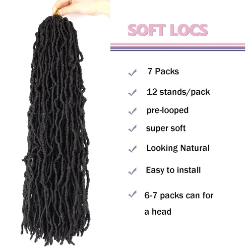 Miniatura 2 de LMZIM Cabello de ganchillo suaves de 26 pulgadas, 7 paquetes de trenzas de ganchillo sintéticas, extensiones de cabello sintético para mujeres