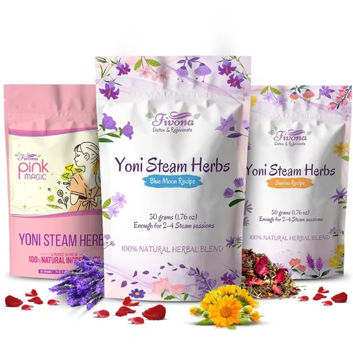 Fivona Juego de 3 hierbas de vapor Yoni - Mezcla de hierbas naturales - Mezcla orgánica 100% pura - V Detox, limpieza, equilibrio de pH para mujeres
