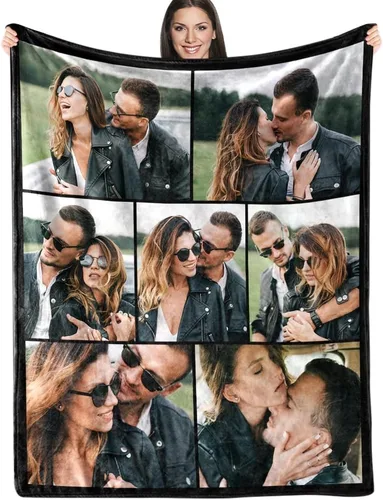 Miniatura 12 de ICELIETE Manta personalizada con texto en imagen, manta de forro polar personalizada con foto para regalos para parejas, mantas personalizadas y 08