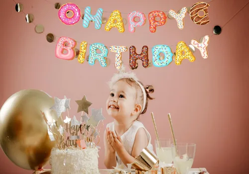 Miniatura 5 de Cartel de feliz cumpleaños con diseño de dona, fiesta de cumpleaños temática para niños, suministros de fiesta de cumpleaños y baby shower