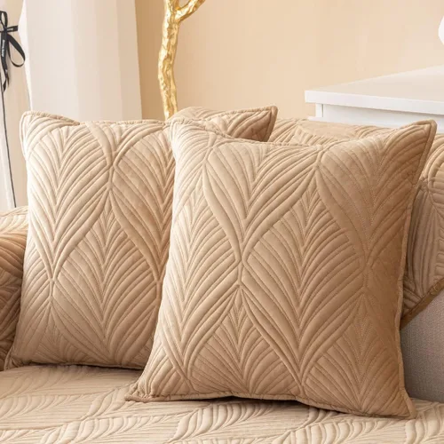 Miniatura 18 de vctops Fundas acolchadas de terciopelo súper suave para sofá y sillón, funda antideslizante para sofá seccional con patrón de hojas, forro de sofá