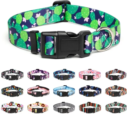 Miniatura 20 de Mercano Collar ajustable para perros - Diseños especiales con patrones, collar suave de nylon cómodo y resistente para perros pequeños, medianos