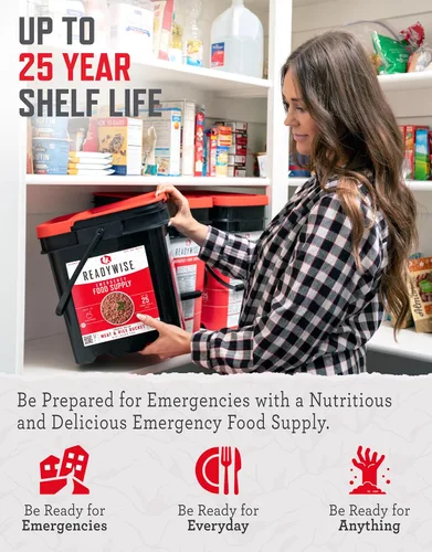 Miniatura 3 de ReadyWise Suministro de Alimentos de Emergencia - Cubo de 88 Porciones de Carne y Arroz, Comidas de Proteínas Liofilizadas, Esenciales para Acampar