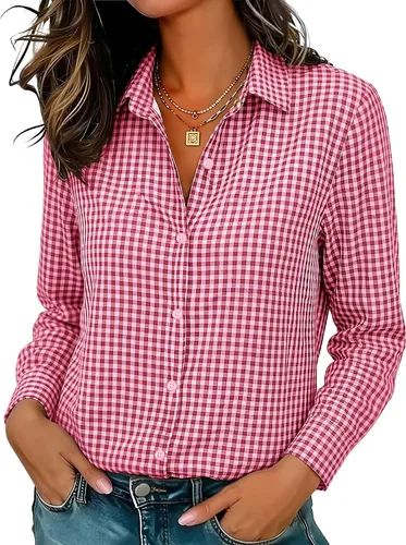 Miniatura 15 de Camisas elásticas suaves sin arrugas con botones para mujer, tops transpirables que absorben la humedad para vestir casual de trabajo