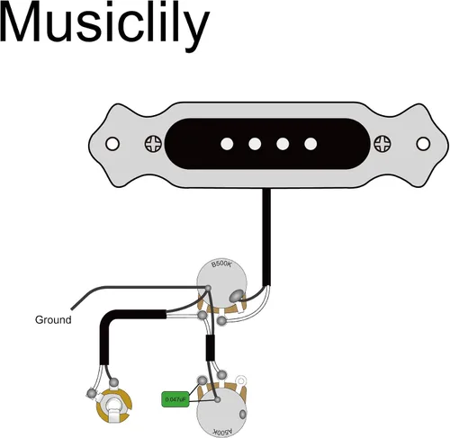 Miniatura 3 de Musiclily Arnés de cableado pre-cableado negro de la recogida de la bobina del agujero de sonido sola para la guitarra de 4 cuerdas