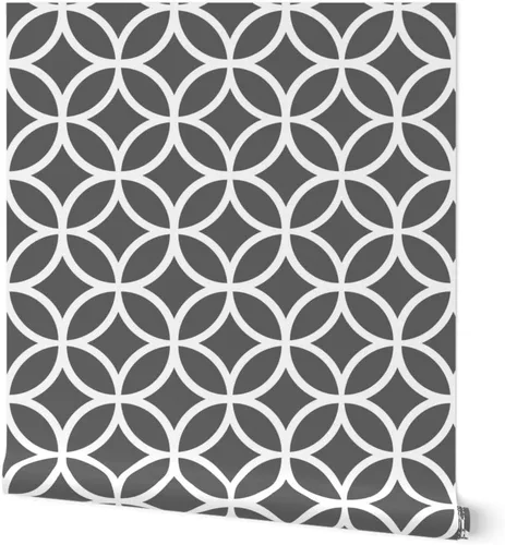 Papel tapiz autoadhesivo para despegar y pegar, diseño de diamantes geométricos gris carbón, círculos blancos, papel tapiz extraíble personalizado