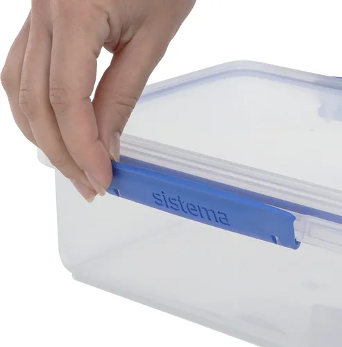Miniatura 3 de Sistema KLIP IT Rectangular Collection Recipiente de almacenamiento de alimentos, 33.8 onzas/1.0 L, transparente/azul, 3