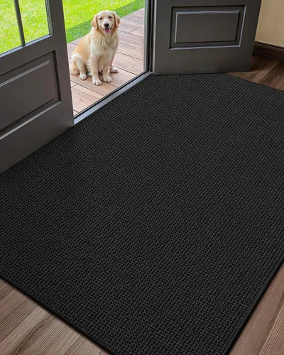 Miniatura 12 de Color&Geometry - Tapete para puerta delantera de 26 x 47 pulgadas, atrapador de suciedad con parte trasera de goma ultra antideslizante, perfil Caqui